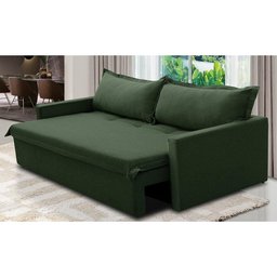 Sofá sem Caixa Retrátil e Reclinável 1,65m com Molas Luzia Linho Verde Madelina Decor - 1