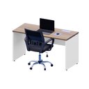 Ver imagem 2 de Plataforma Trabalho 135cm X 60cm 1 Cx de Tomada Pé Painel F5 Cor:macadâmia com Branco