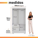 Ver imagem 7 de Guarda Roupas Solteiro 4 Portas 2 Gavetas Mel Branco Aramóveis