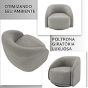 Ver imagem 3 de Poltrona Decorativa Orgânica Giratória Veludo Cinza Premium Suporta 150kg Luxo Montada Design Curvo