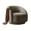 Ver imagem 2 de Poltrona Decorativa Orgânica Giratória Veludo Cinza Premium Suporta 150kg Luxo Montada Design Curvo