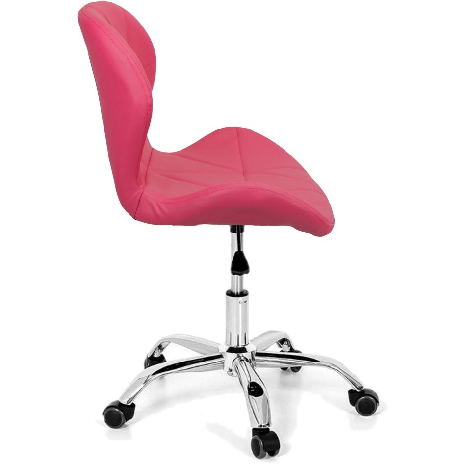 Cadeira Slim Office Estofada Base Giratória Cromada - Rosa - 2