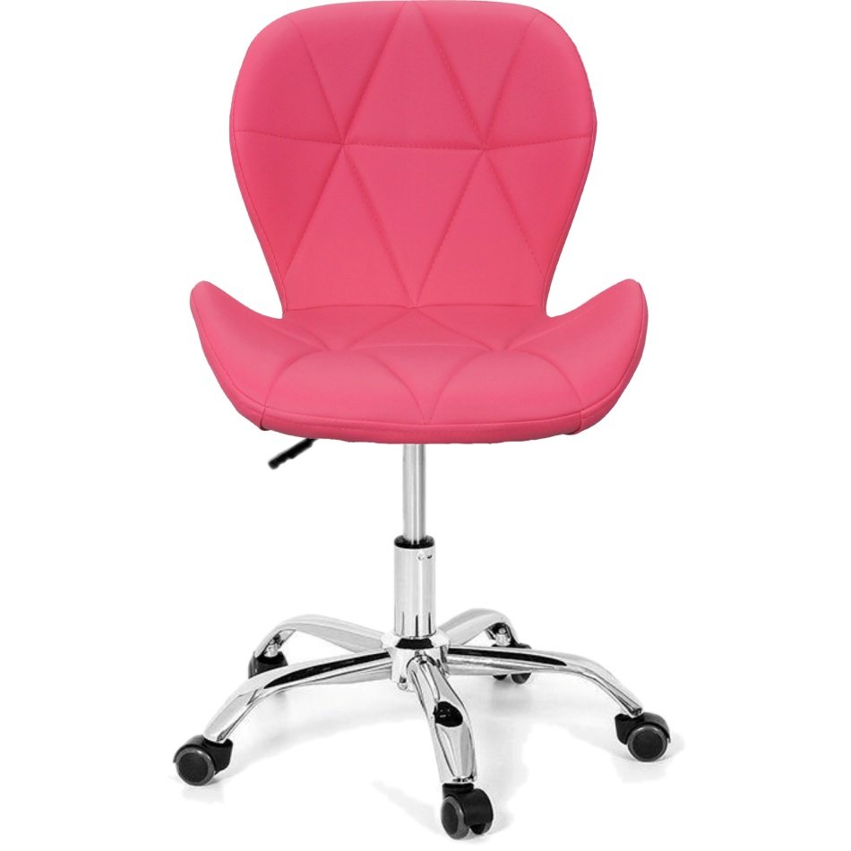 Cadeira Slim Office Estofada Base Giratória Cromada - Rosa - 3