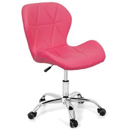 Cadeira Slim Office Estofada Base Giratória Cromada - Rosa - 1