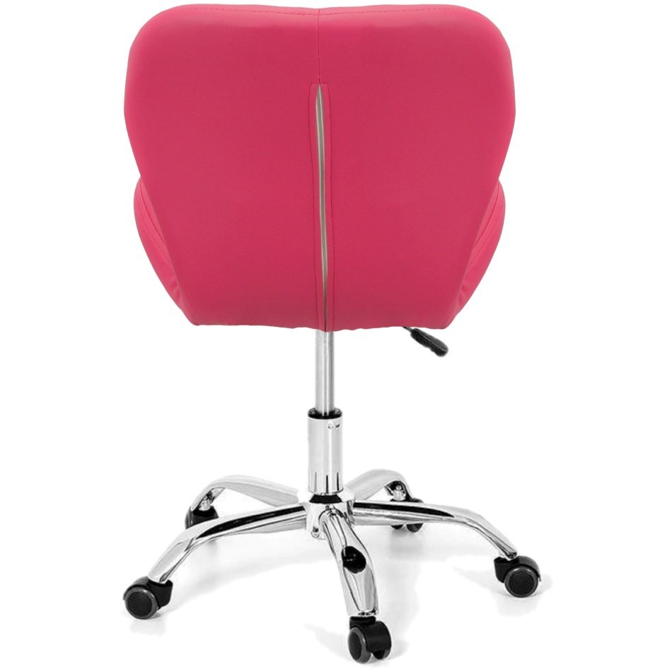 Cadeira Slim Office Estofada Base Giratória Cromada - Rosa - 4