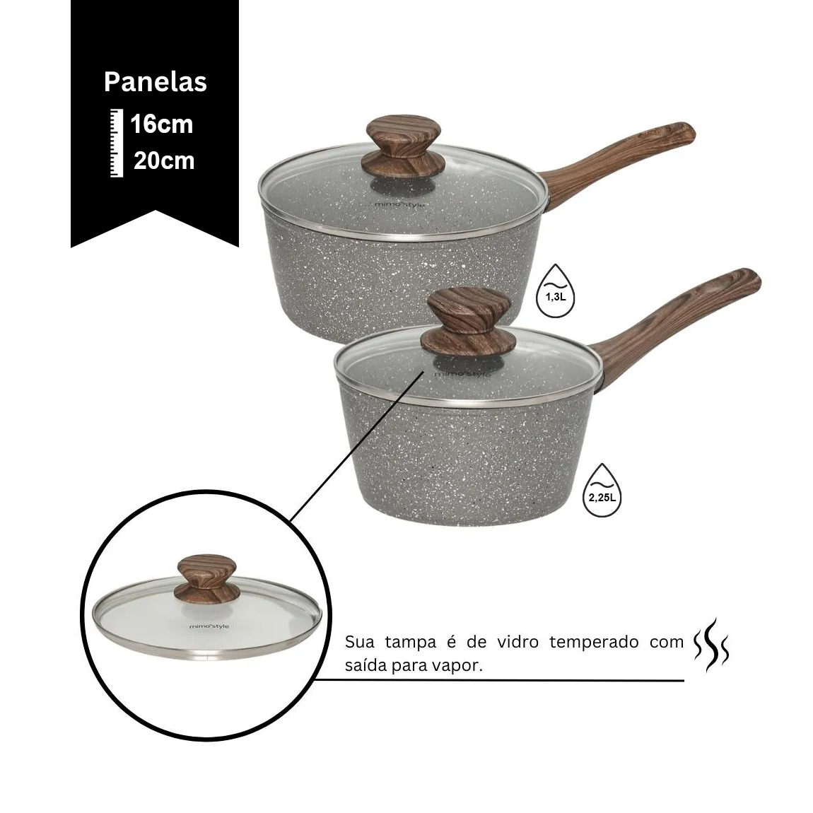 Jogo de Panela Ceramica Antiaderente Indução Mimo Style Cook Grafito 10 Peças Panelas e Utensílios - 7