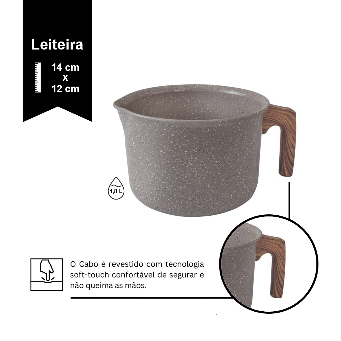 Jogo de Panela Ceramica Antiaderente Indução Mimo Style Cook Grafito 10 Peças Panelas e Utensílios - 6