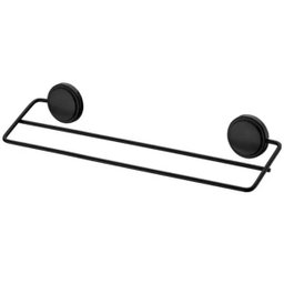 Suporte Duplo Porta Toalha 45CM Fixação sem Furar Parede Preto Fosco Future - 1