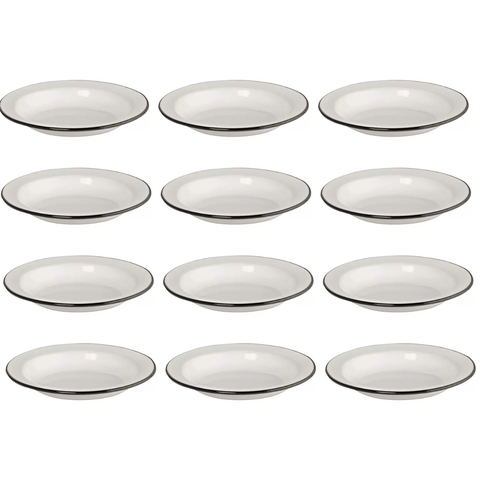 Prato Esmaltado 22/500ml Branco Ewel Pacote com 12 Unidades
