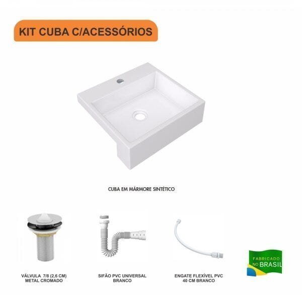 Kit Cuba XQ395 com Válvula 1" com Sifão PVC e Flexível Compace - 3