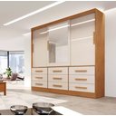 Ver imagem 1 de Guarda Roupa Casal 3 Portas de Correr 9 Gavetas Turim Bianchi Móveis - Nature/Off White