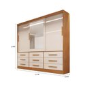 Ver imagem 4 de Guarda Roupa Casal 3 Portas de Correr 9 Gavetas Turim Bianchi Móveis - Nature/Off White