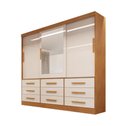 Ver imagem 3 de Guarda Roupa Casal 3 Portas de Correr 9 Gavetas Turim Bianchi Móveis - Nature/Off White