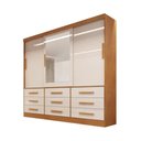 Ver imagem 3 de Guarda Roupa Casal 3 Portas de Correr 9 Gavetas Turim Bianchi Móveis - Nature/Off White