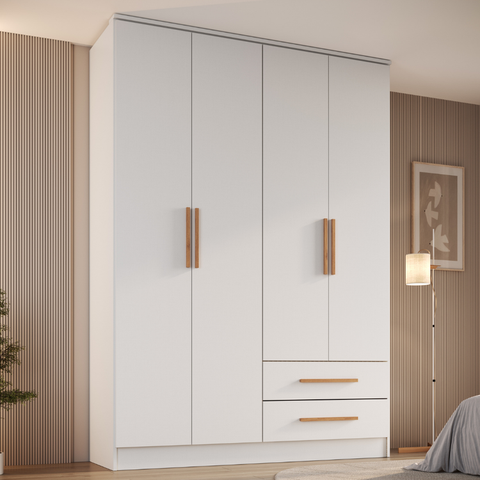Guarda-Roupa 4 Portas 2 Gavetas Tóquio Branco Line