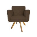 Ver imagem 1 de Poltrona Decorativa Com Base Giratória De Madeira Quarto Isabella Suede Marrom - LM DECOR