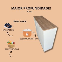 Sapateira em Mdf Multiuso Organizador 30cm Branco Amadeirado - 7