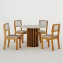 Ver imagem 1 de Conjunto Sala de Jantar Redonda Vidro MDF com 4 Cadeiras Flora Marrom/Cinamomo/Palha