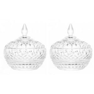 Kit 2pcs Potiche Baleiro Bomboniere de Vidro Cristal C/tampa