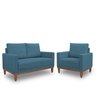 Conj. 01 Poltrona e 01 Living Namoradeira Sara - Linho Azul - 1