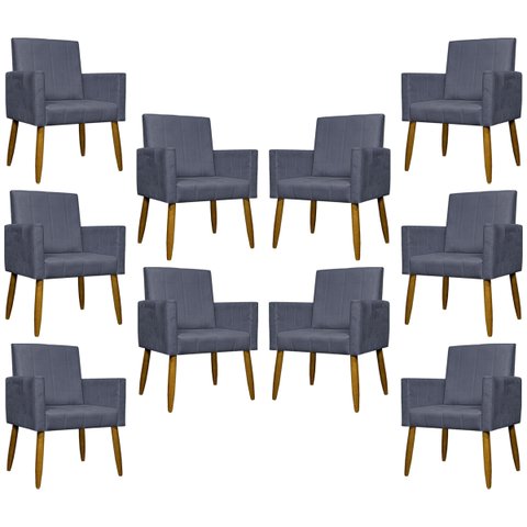 Kit 10 Poltronas Decorativas Mari Suede Cores Pé Palito 30 Cm Castanho