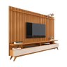 Conjunto de Sala Painel Ripado e Rack Roma Nature Off White - 4