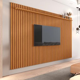 Conjunto de Sala Painel Ripado e Rack Roma Nature Off White - 5