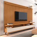 Ver imagem 1 de Conjunto de Sala Painel Ripado e Rack Roma Nature Off White
