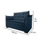 Ver imagem 3 de Sofá 2 Lugares para Sala Moderno Confortável Alicia Suede Azul Marinho