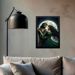 Quadro Cigana Esmeralda e Wladimir 33x24cm - com Vidro:moldura Branca - 1