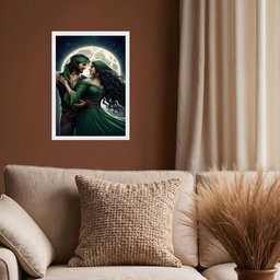 Quadro Cigana Esmeralda e Wladimir 33x24cm - com Vidro:moldura Branca - 2