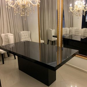 Mesa de Jantar Mdf Laminado Laca Auto Brilho 200x100cm - Preta (somente Mesa)