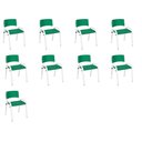 Ver imagem 1 de Kit 9 Cadeiras Infantil Iso, Escola, Base Branco- Verde Escuro