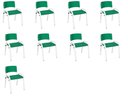 Ver imagem 1 de Kit 9 Cadeiras Infantil Iso, Escola, Base Branco- Verde Escuro