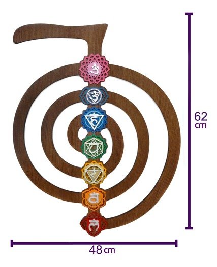 Quadro Reiki Cho-Ku-Rei com 7 Chakras (62cm) Relaxar e Meditar Marrom-escuro - 2