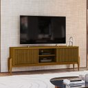 Ver imagem 2 de Rack Ripado para TV até 55 Polegadas MDF 160cm Pés em Madeira Maciça 2 Portas de Correr Sereno