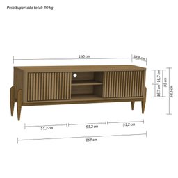 Rack Sereno para TV 55 Polegadascom Ripado 2 portas de correr 160mm Sereno - 3