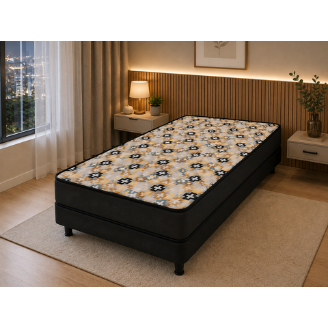 Colchão Solteiro D28 88x188x14 Espuma Firme Bordado Confortável Borda Preta