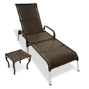 Ver imagem 1 de Kit 1 Espreguiçadeira Reclinável Alumínio Madrid Marrom com Mesa de Centro Reforçada