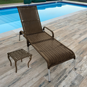 Ver imagem 2 de Kit 1 Espreguiçadeira Reclinável Alumínio Madrid Marrom com Mesa de Centro Reforçada