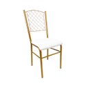 Ver imagem 1 de Cadeira para Cozinha reforçada cor Dourado Fosco assento branco encosto de grade Poltronas do Sul 19