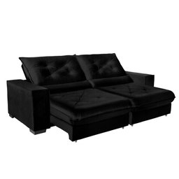 Sofá Retrátil e Reclinável 2,10m Suede Cancún Preto - 2