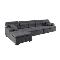Sofá Orlando 4.20x2.10m com Chaise, Retrátil e Reclinável - Chumbo - 8