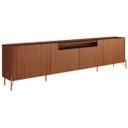 Ver imagem 2 de Rack New Bend 260 cm Porta Frisada Incolar Cedro com Pé Dourado