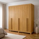 Ver imagem 1 de Guarda-Roupa Casal 6 Portas 4 Gavetas MDF com Pés Liss Marrom/Cinamomo