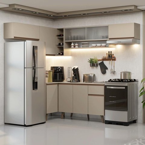 Cozinha Completa Nice 9 Portas 1 Gaveta MDP 405cm Crema