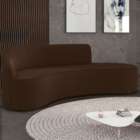 Sofá 4 Lugares para Sala 220cm Orgânico Wendi Suede Marrom I01 - Mpozenato