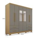 Ver imagem 4 de Guarda-roupa Casal Balder Premium 6 Portas 4 Gavetas com Pés e Espelho Jequitibá/granizo - Pnr Móvei