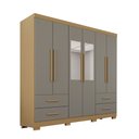 Ver imagem 3 de Guarda-roupa Casal Balder Premium 6 Portas 4 Gavetas com Pés e Espelho Jequitibá/granizo - Pnr Móvei