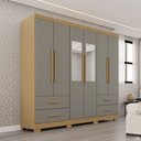 Ver imagem 1 de Guarda-roupa Casal Balder Premium 6 Portas 4 Gavetas com Pés e Espelho Jequitibá/granizo - Pnr Móvei